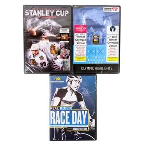 Lot of 3 Sports DVDs: Chicago Blackhawks Stanley Cup, 2002 Winter Olympics, Real